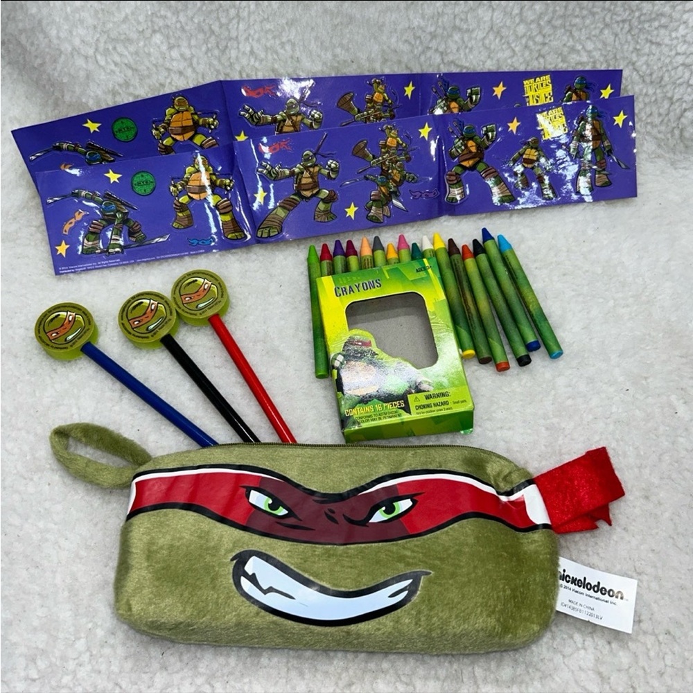 Teenage Mutant Ninja Turtles Raphael pencil pouch stickers erasers crayons 2014